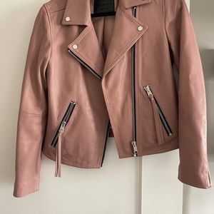 Dalby leather biker jacket in misty pink size 8 US
